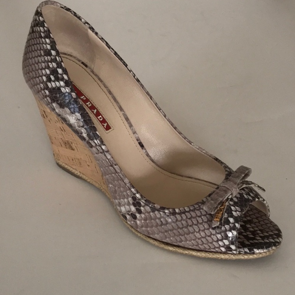 Prada open toe platform pump